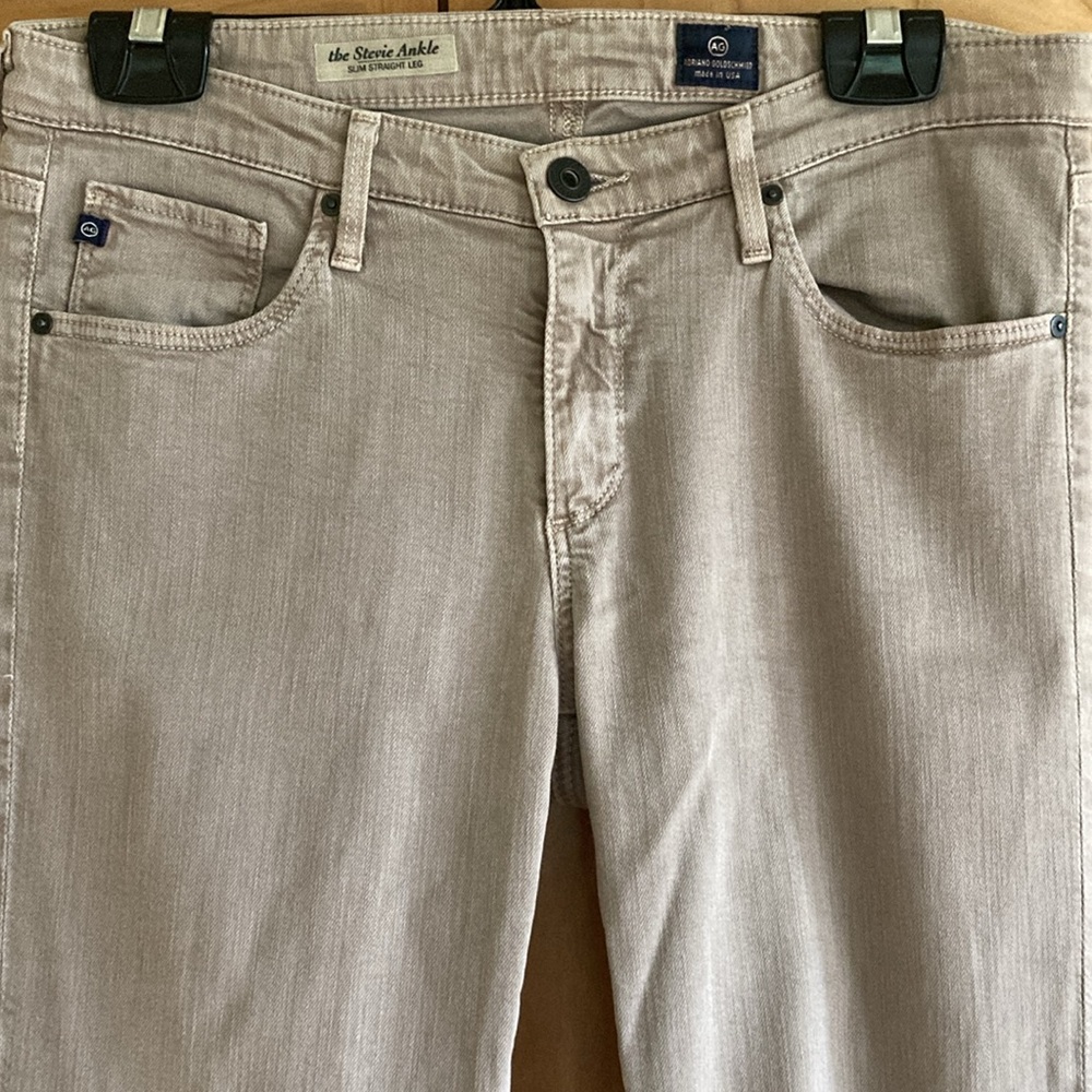 AG Stevie ankle slim straight leg crop—really nice shade of tan/light brown